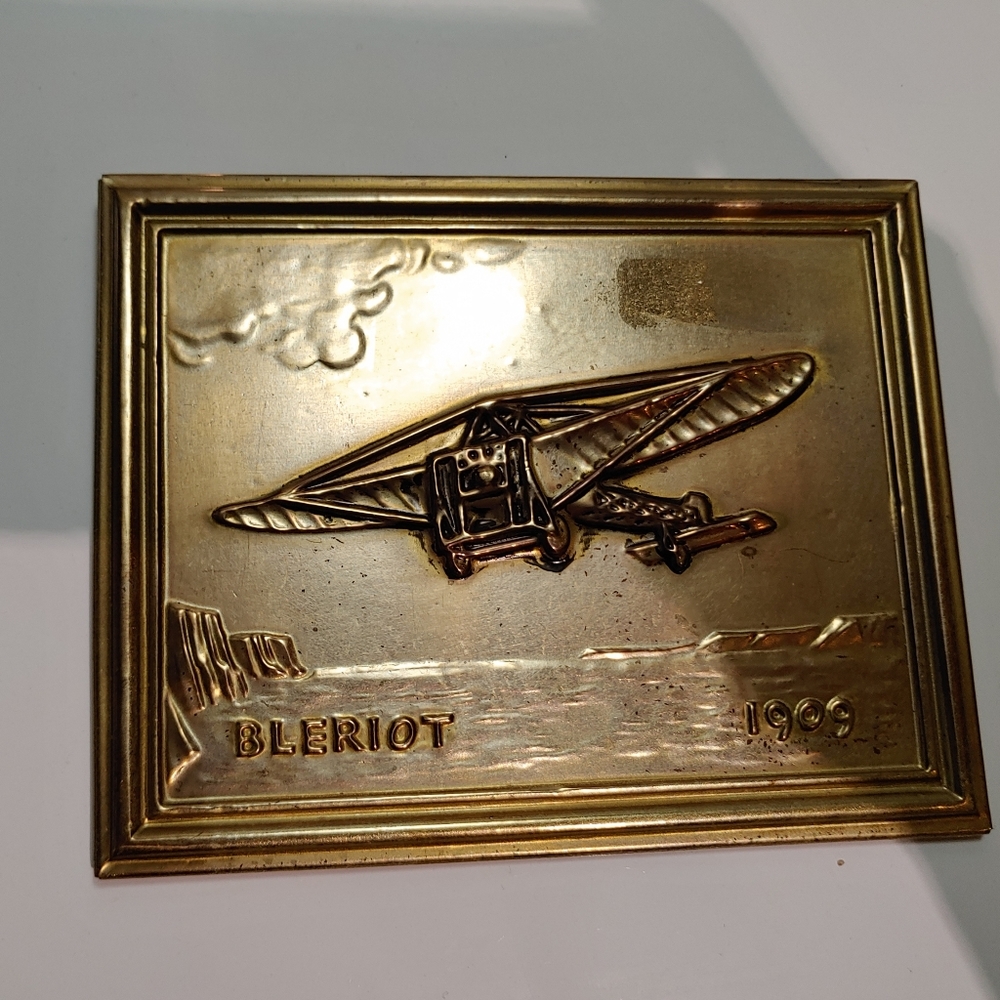 Wall Art Brass Plaque Bleriot Monoplane 1909 6x4 1/2 inch - Picture 4 of 4